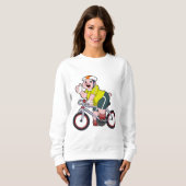 Schwein mit Fahrrad und Helm Sweatshirt (Vorne ganz)