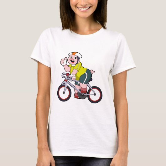 Schwein mit Fahrrad und Helm T-Shirt (Vorderseite)