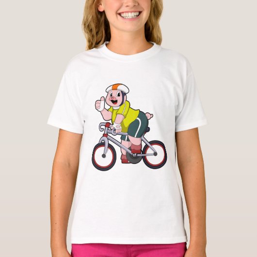 Schwein mit Fahrrad und Helm T-Shirt (Vorderseite)
