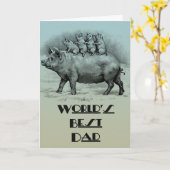 Schwein mit Ferkeln Vatertag Karte (Gelbe Blume)