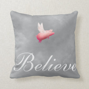 Schwein mit Flügel-Glauben Kissen
