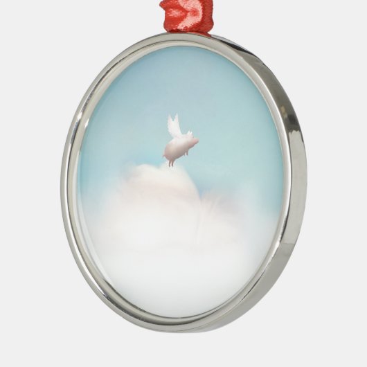 Schwein mit Flügeln Silbernes Ornament (Links)