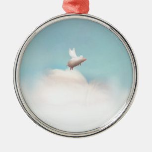 Schwein mit Flügeln Silbernes Ornament