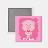 Schwein mit Herz Magnet (Vorderseite/Rückseite)