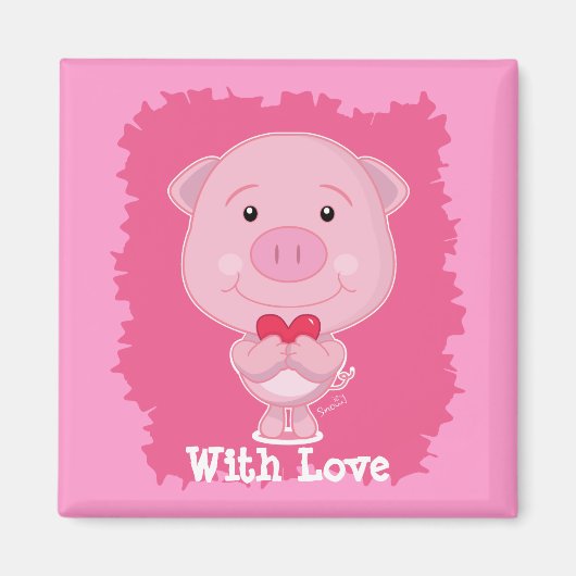 Schwein mit Herz Magnet (Vorne)