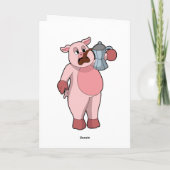 Schwein mit Kaffeekanne Karte (Rückseite)