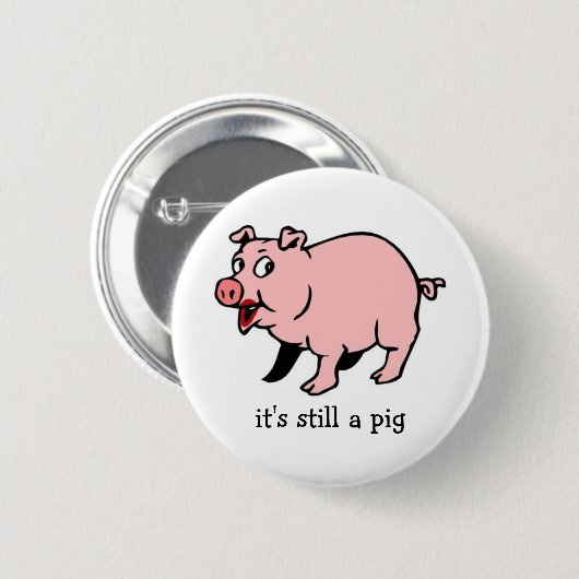 Schwein mit Lippenstift - Knopf Button (Vorne & Hinten)