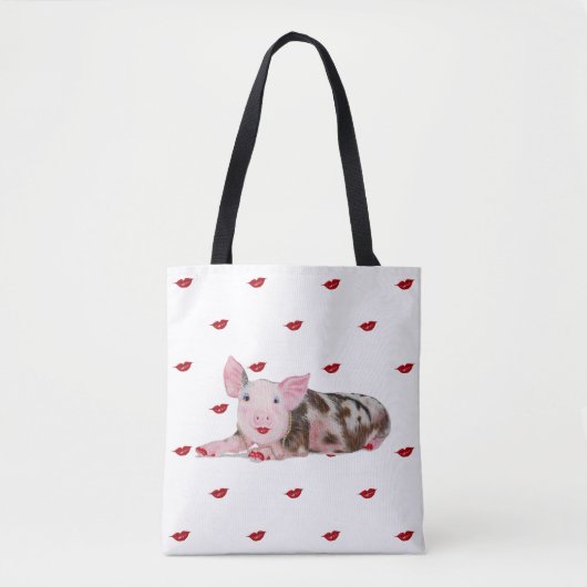 Schwein mit Lippenstift-Tasche Tasche (Vorderseite)