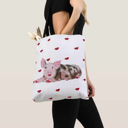 Schwein mit Lippenstift-Tasche Tasche (Von Nahem)