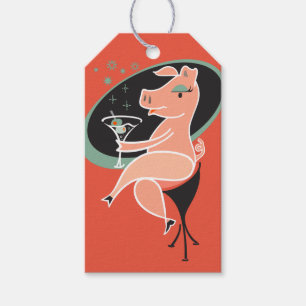 Schwein mit Martini Geschenkanhänger