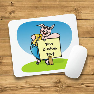 Schwein mit Schild Mousepad