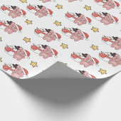 Schwein mit Schneemann im Winter zu Weihnachten Geschenkpapier (Ecke)