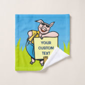 Schwein mit Zeichen Badhandtuch Set (Waschlappen)