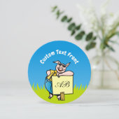 Schwein mit Zeichen Einladung (Stehend Vorderseite)