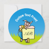 Schwein mit Zeichen Einladung (Vorderseite)