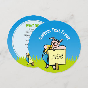 Schwein mit Zeichen Einladung