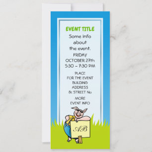 Schwein mit Zeichen Einladung