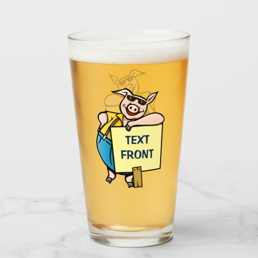 Schwein mit Zeichen Glas (Vorne (Gefüllt))