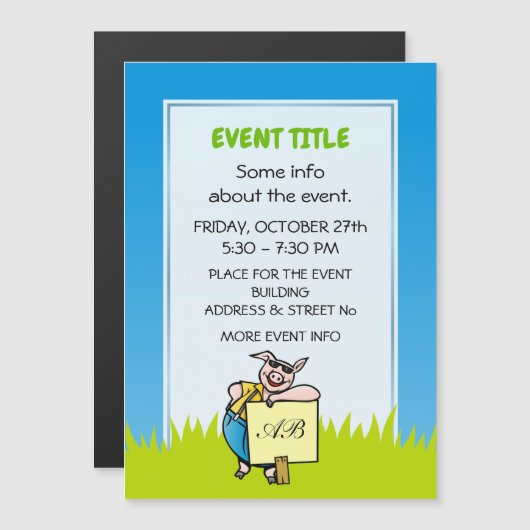 Schwein mit Zeichen Magnetkarte (Vorne/Hinten)