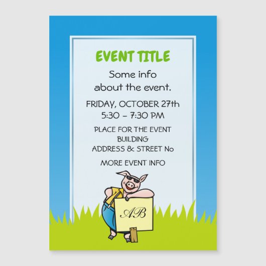 Schwein mit Zeichen Magnetkarte (Vorderseite)