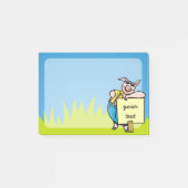 Schwein mit Zeichen Post-it Klebezettel (Vorderseite)