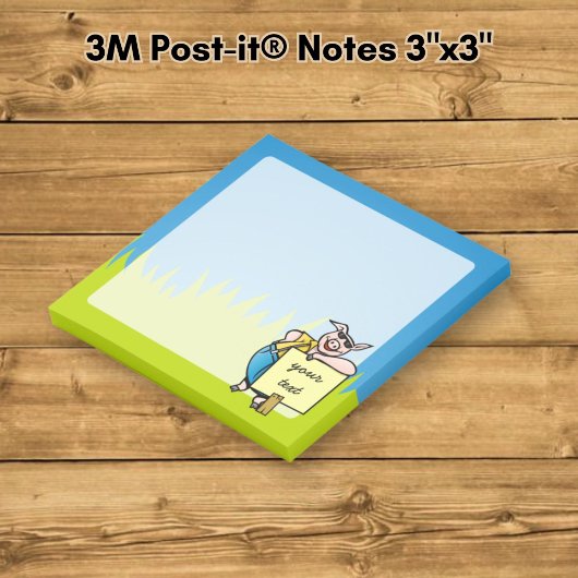 Schwein mit Zeichen Post-it Klebezettel