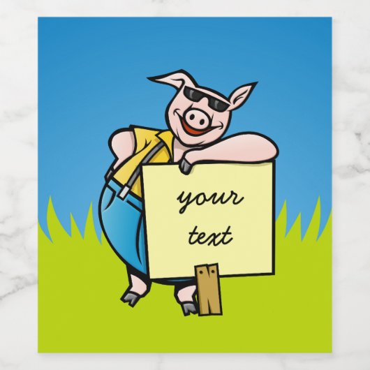 Schwein mit Zeichen Weinetikett (Einzelnes Label)