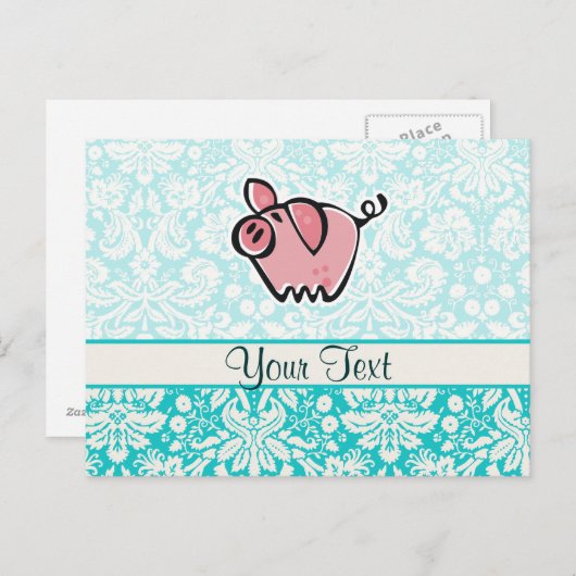 Schwein, Niedlich Postkarte (Vorne/Hinten)