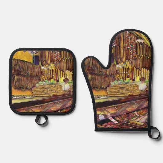 Schwein Ofenhandschuh & Topflappen-Set (Vorderseite)