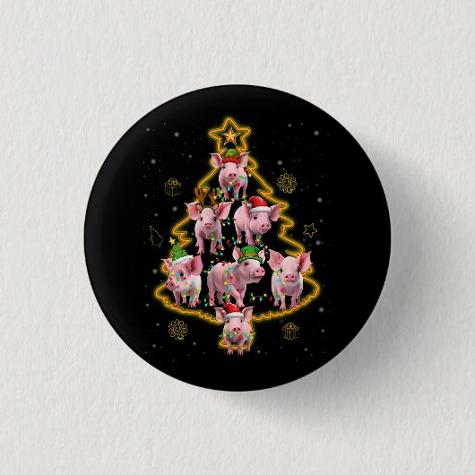 Schwein Ornament Dekoration Weihnachtsbaum Merry P Button (Vorderseite)