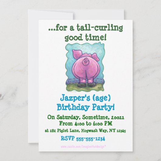 Schwein-Party-Mitte Einladung (Rückseite)