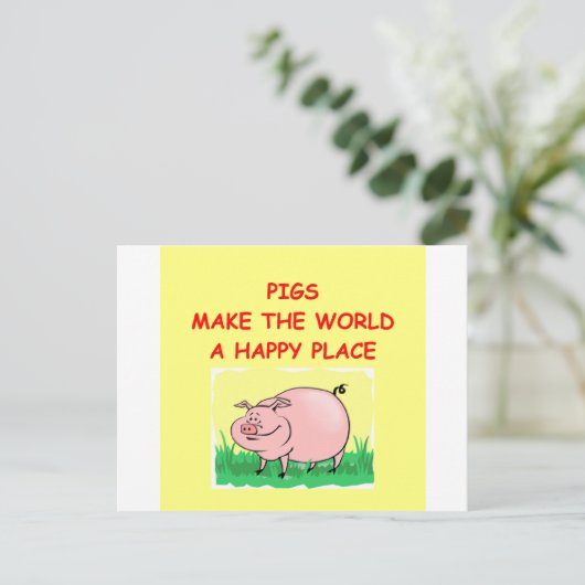 Schwein Postkarte (Stehend Vorderseite)