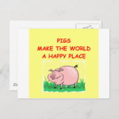 Schwein Postkarte (Vorne/Hinten)