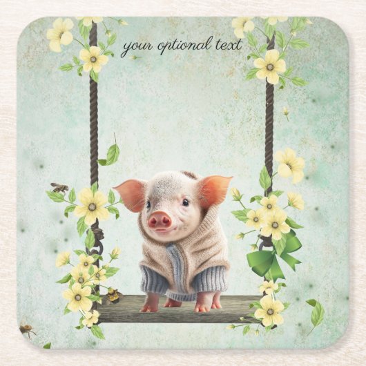 Schwein Rechteckiger Pappuntersetzer (Vorderseite)