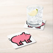 Schwein Rechteckiger Pappuntersetzer (Vor Ort)