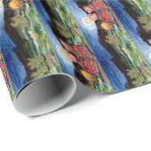 Schwein - Romantisches Nachtmondschleifpapier Geschenkpapier (Rolleneckpunkt)