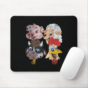 Schwein Schaf Kuh Huhn Kinder Kleinkinder Lustig B Mousepad