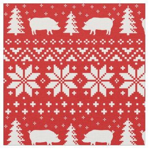 Schwein-Silhouette-Weihnachtsmuster Stoff
