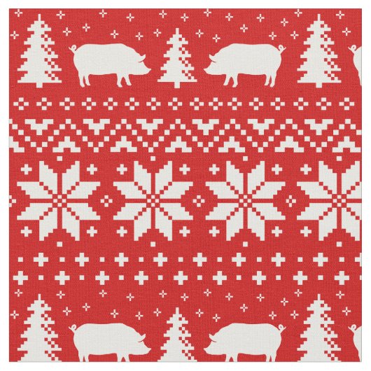 Schwein-Silhouette-Weihnachtsmuster Stoff (Nahaufnahme)