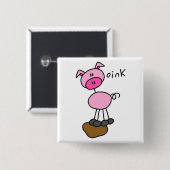 Schwein-Stick-Figur-T-Shirts und Geschenke Button (Vorne & Hinten)