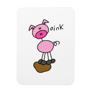 Schwein-Stick-Figur-T-Shirts und Geschenke Magnet