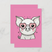 Schwein trägt herzförmige Sonnenbrille Dankeskarte (Vorne/Hinten)