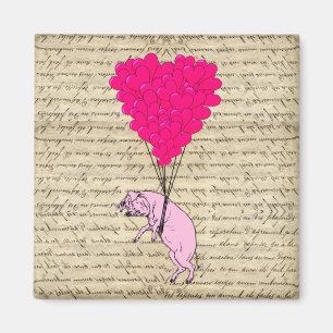 Schwein und Herzballons Magnet