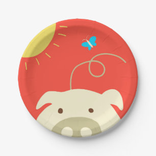 Schwein und Schmetterling Pappteller