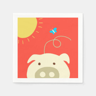 Schwein und Schmetterling Serviette