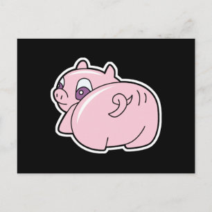 Schwein wedelt mit dem Schwanz Postkarte