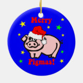 Schwein-Weihnachten Keramik Ornament (Hinten)