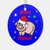 Schwein Weihnachten Keramikornament (Links)