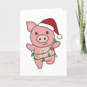Schwein Weihnachts Wintertiere Schweine Feiertagskarte