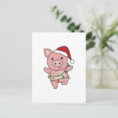 Schwein Weihnachts Wintertiere Schweine Feiertagspostkarte (Stehend Vorderseite)